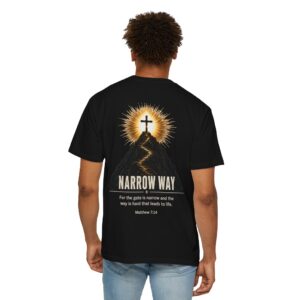 Narrow Way T-Shirt — Christian Cross Mountain Tee (Matthew 7:14)